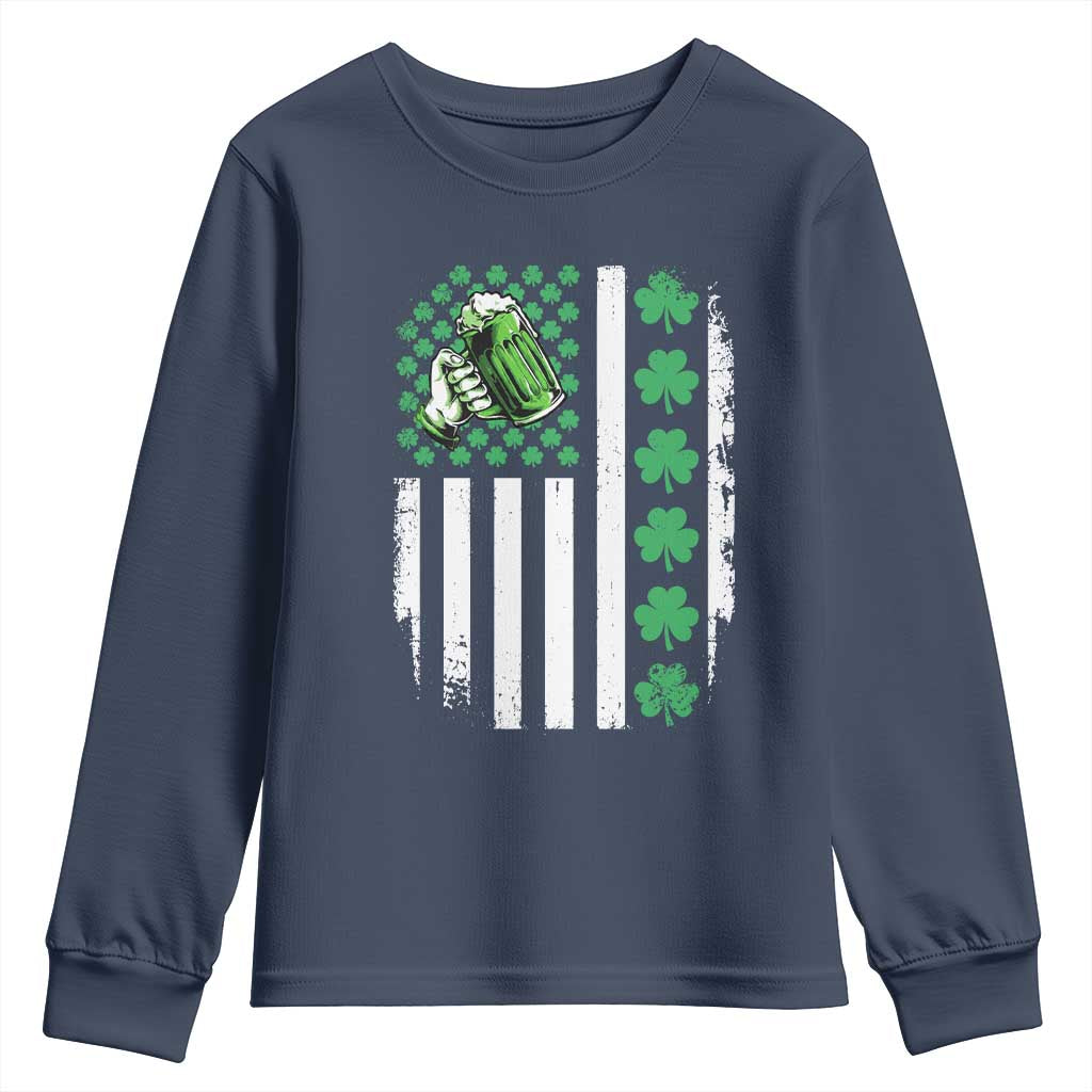 Irish Patriotic USA Flag With Shamrocks Gift Youth Sweatshirt
