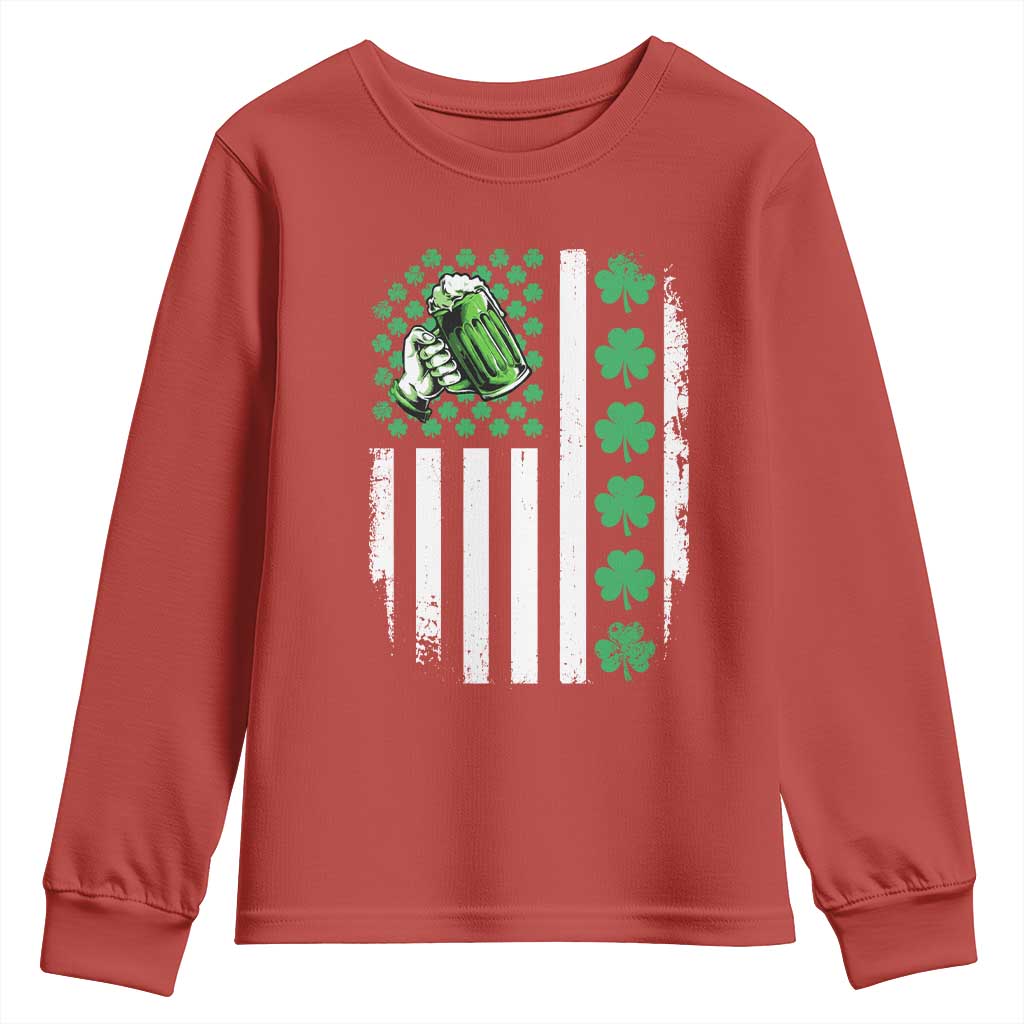 Irish Patriotic USA Flag With Shamrocks Gift Youth Sweatshirt