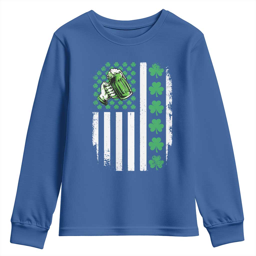 Irish Patriotic USA Flag With Shamrocks Gift Youth Sweatshirt