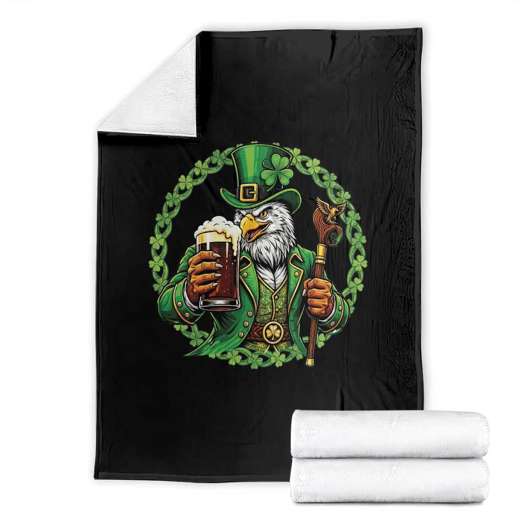Irish Patriotic Eagle Leprechaun Throw Blanket St Patricks Day Gift