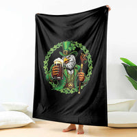 Irish Patriotic Eagle Leprechaun Throw Blanket St Patricks Day Gift