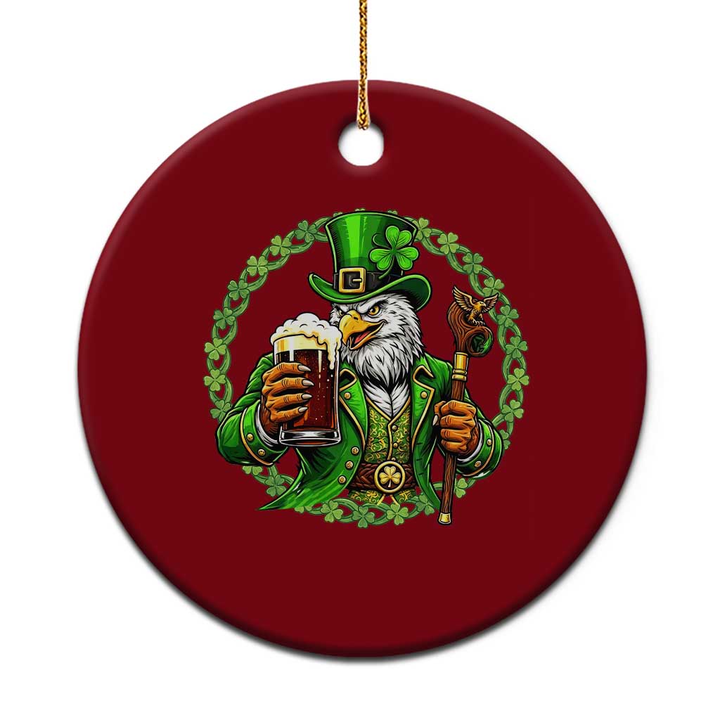 Irish Patriotic Eagle Leprechaun Ceramic Ornament St Patricks Day Gift