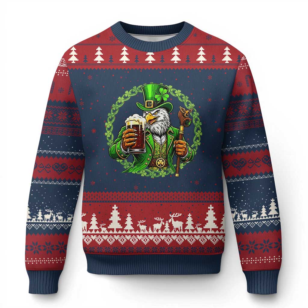 Irish Patriotic Eagle Leprechaun Ugly Christmas Sweater St Patricks Day Gift