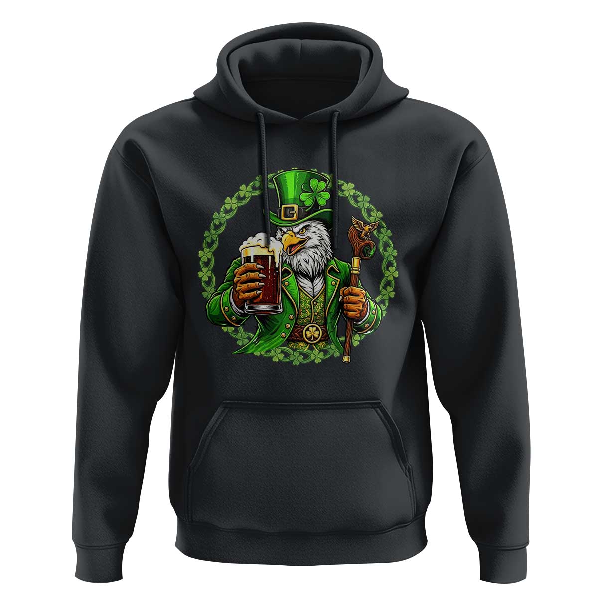 Irish Patriotic Eagle Leprechaun Hoodie St Patricks Day Gift