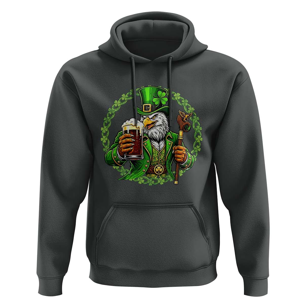 Irish Patriotic Eagle Leprechaun Hoodie St Patricks Day Gift