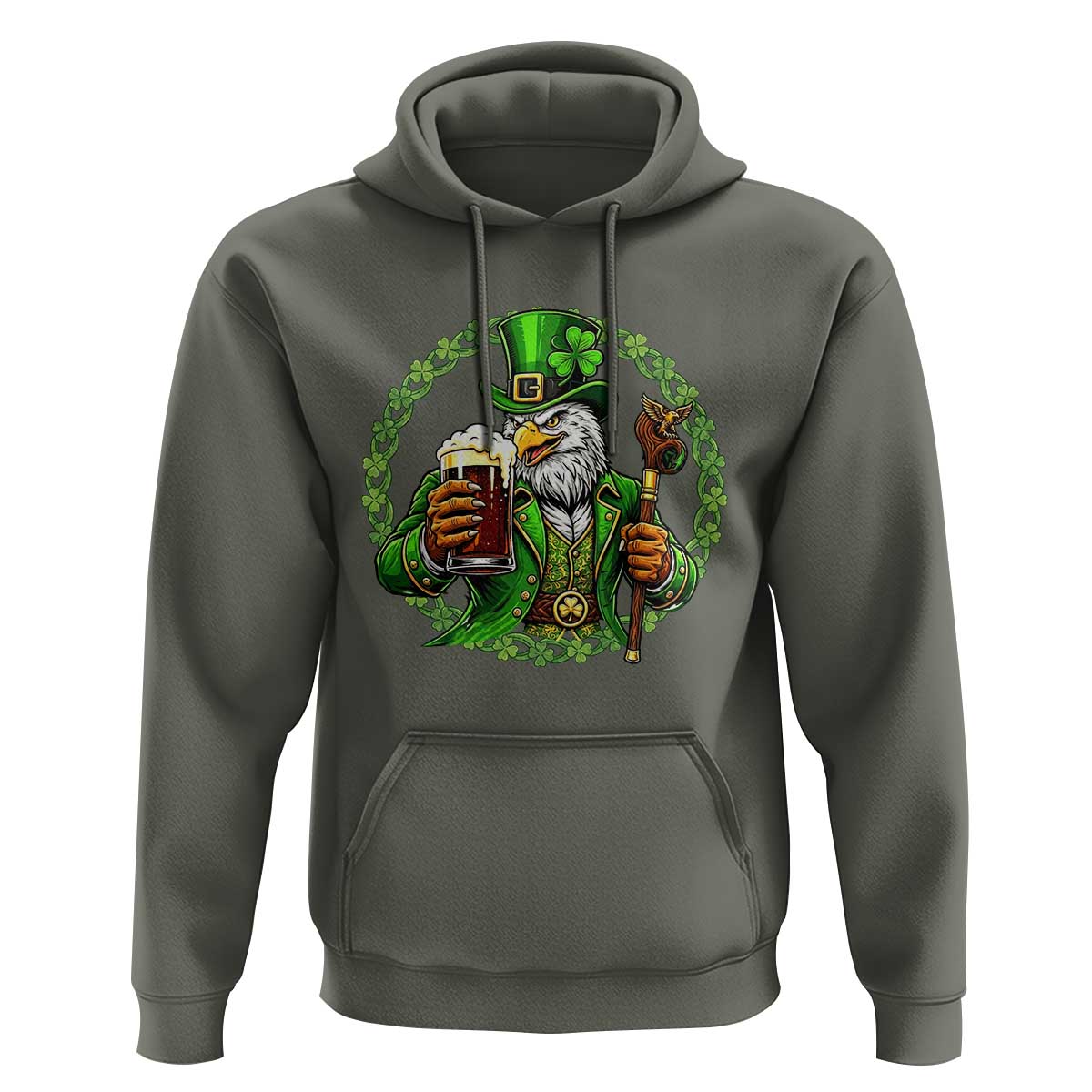 Irish Patriotic Eagle Leprechaun Hoodie St Patricks Day Gift