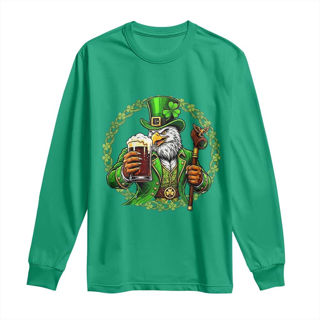 Irish Patriotic Eagle Leprechaun Long Sleeve Shirt St Patricks Day Gift