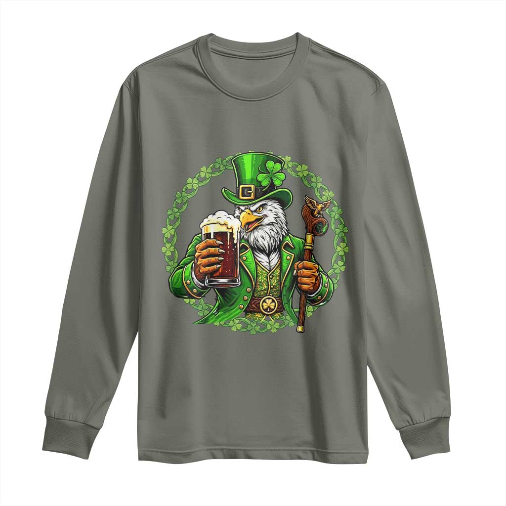 Irish Patriotic Eagle Leprechaun Long Sleeve Shirt St Patricks Day Gift