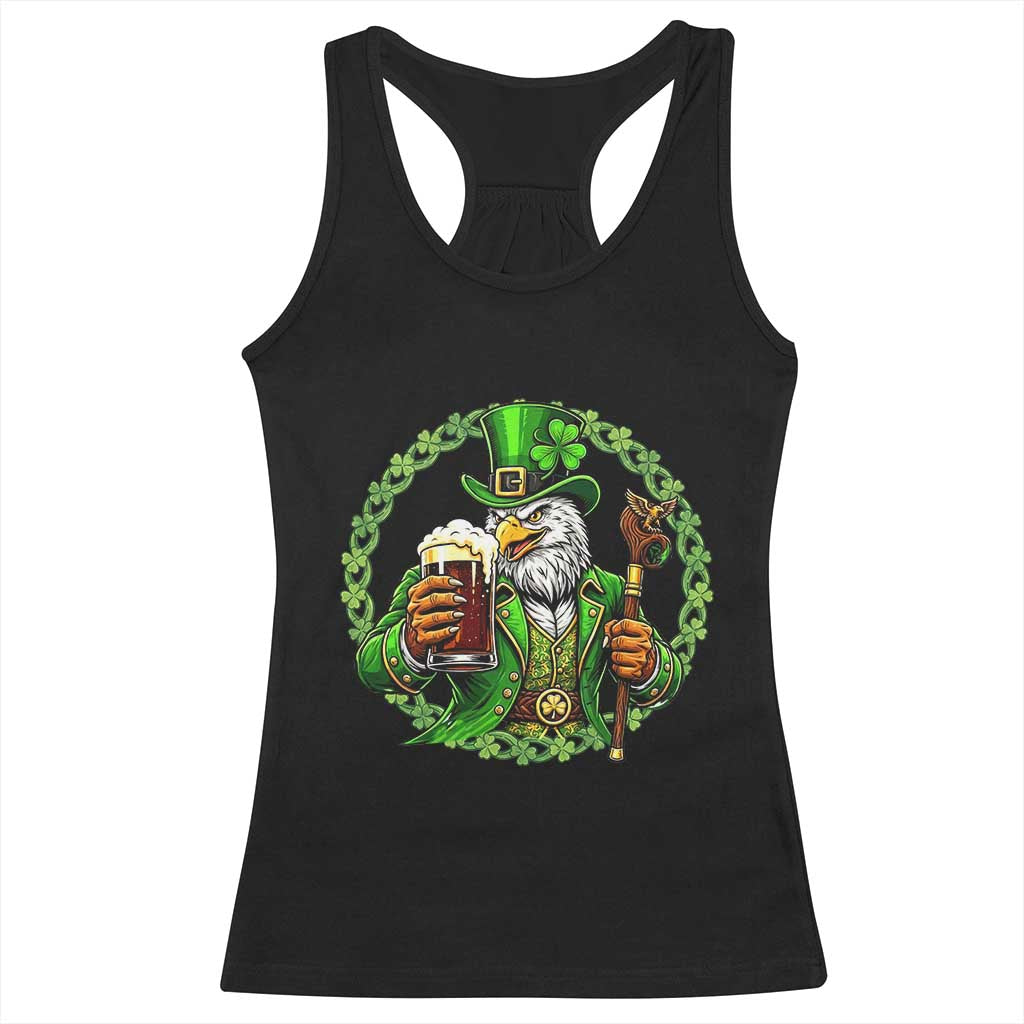 Irish Patriotic Eagle Leprechaun Racerback Tank Top St Patricks Day Gift