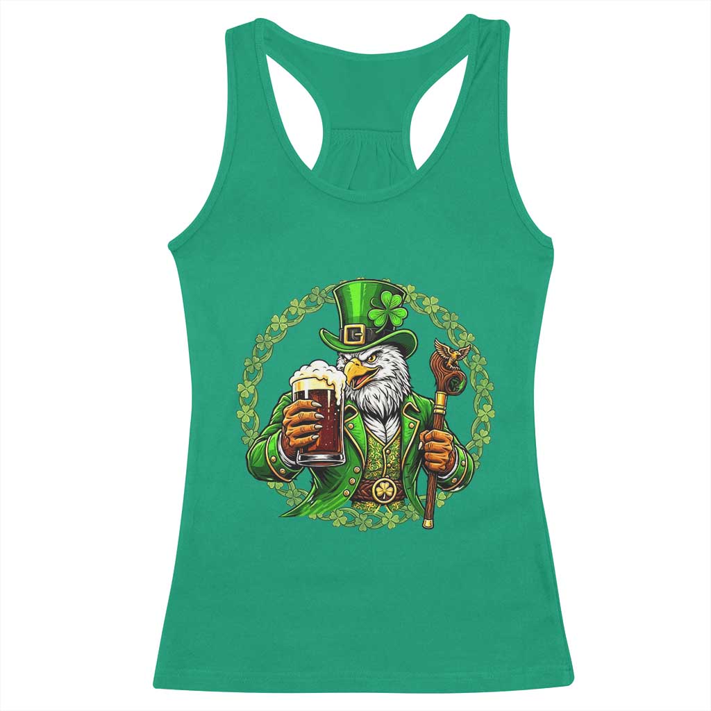 Irish Patriotic Eagle Leprechaun Racerback Tank Top St Patricks Day Gift