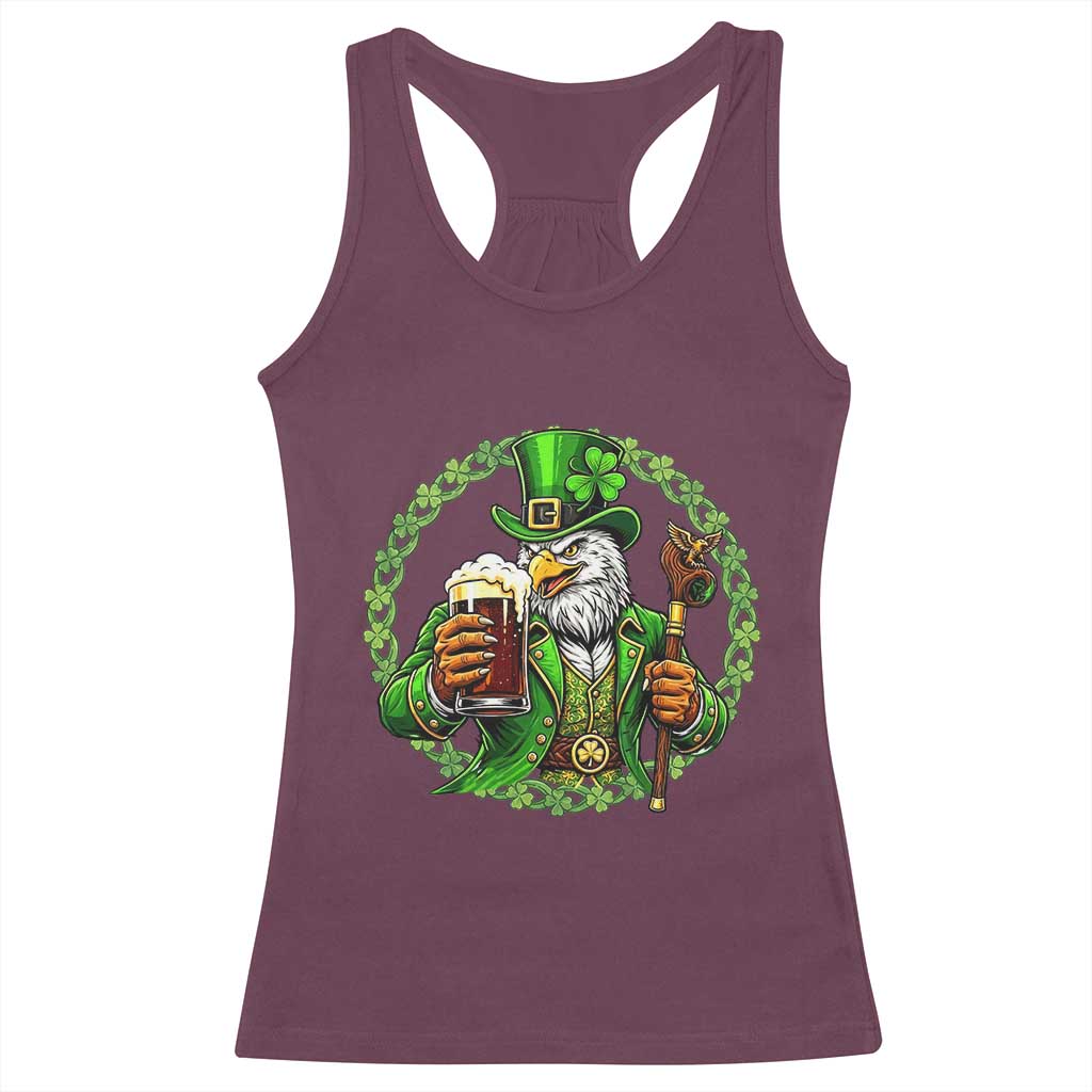 Irish Patriotic Eagle Leprechaun Racerback Tank Top St Patricks Day Gift