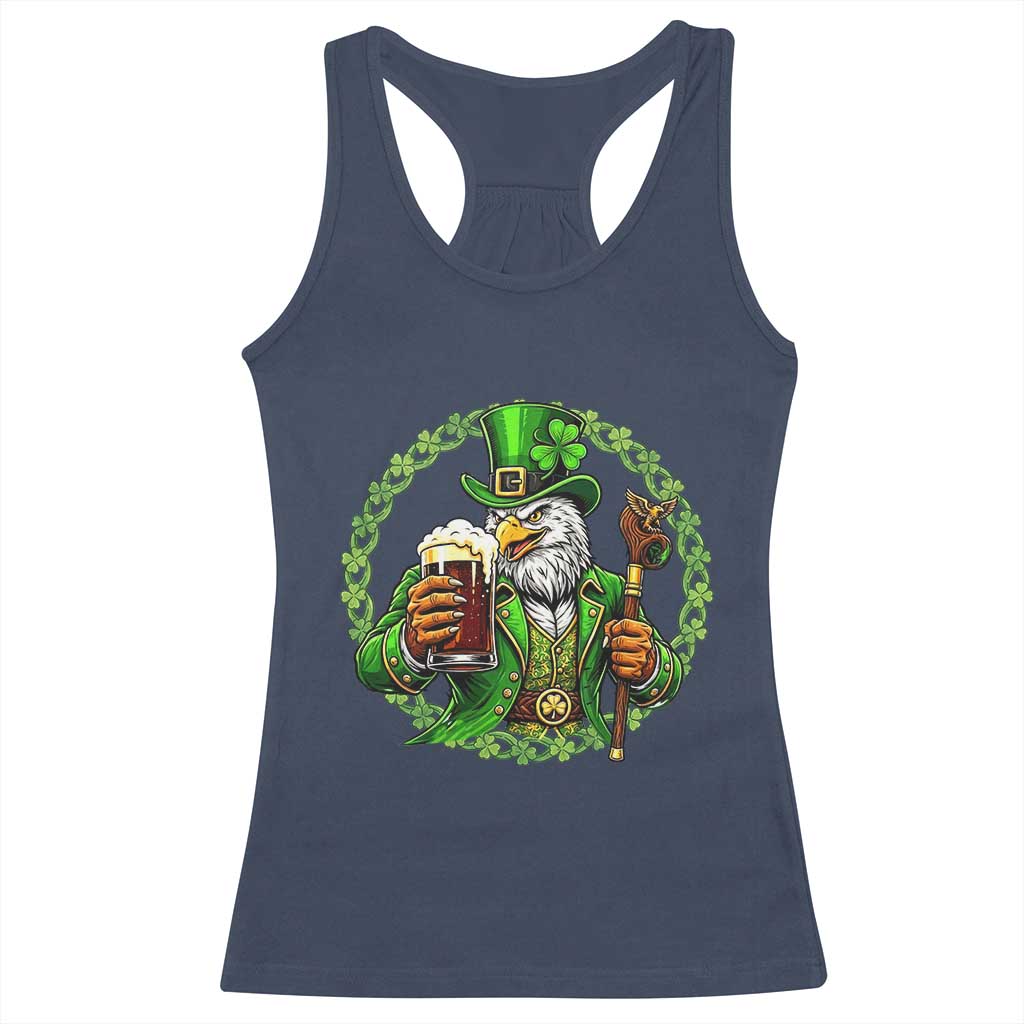 Irish Patriotic Eagle Leprechaun Racerback Tank Top St Patricks Day Gift
