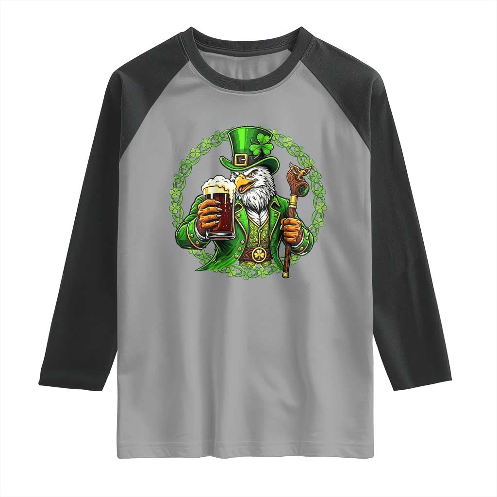Irish Patriotic Eagle Leprechaun Raglan Shirt St Patricks Day Gift