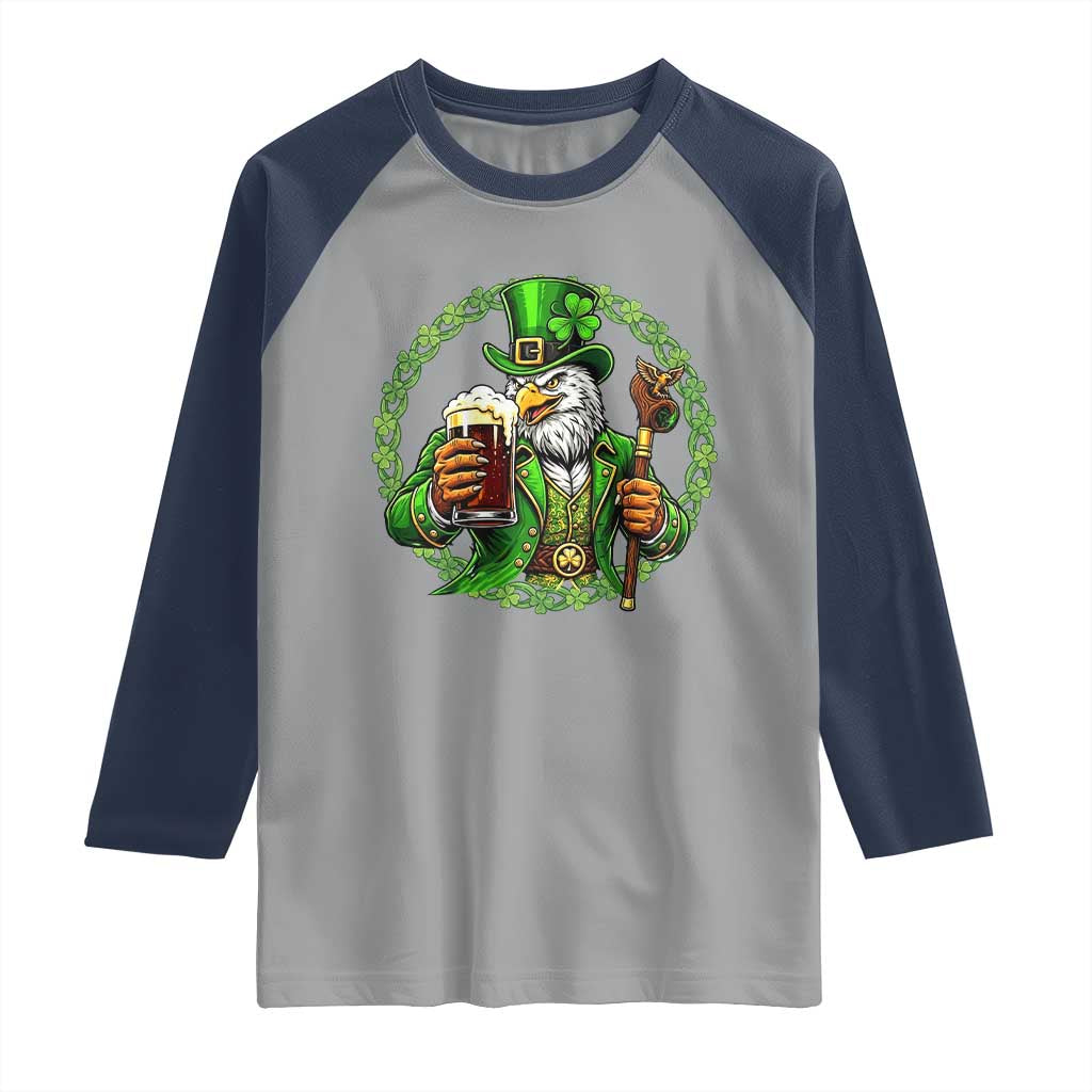 Irish Patriotic Eagle Leprechaun Raglan Shirt St Patricks Day Gift