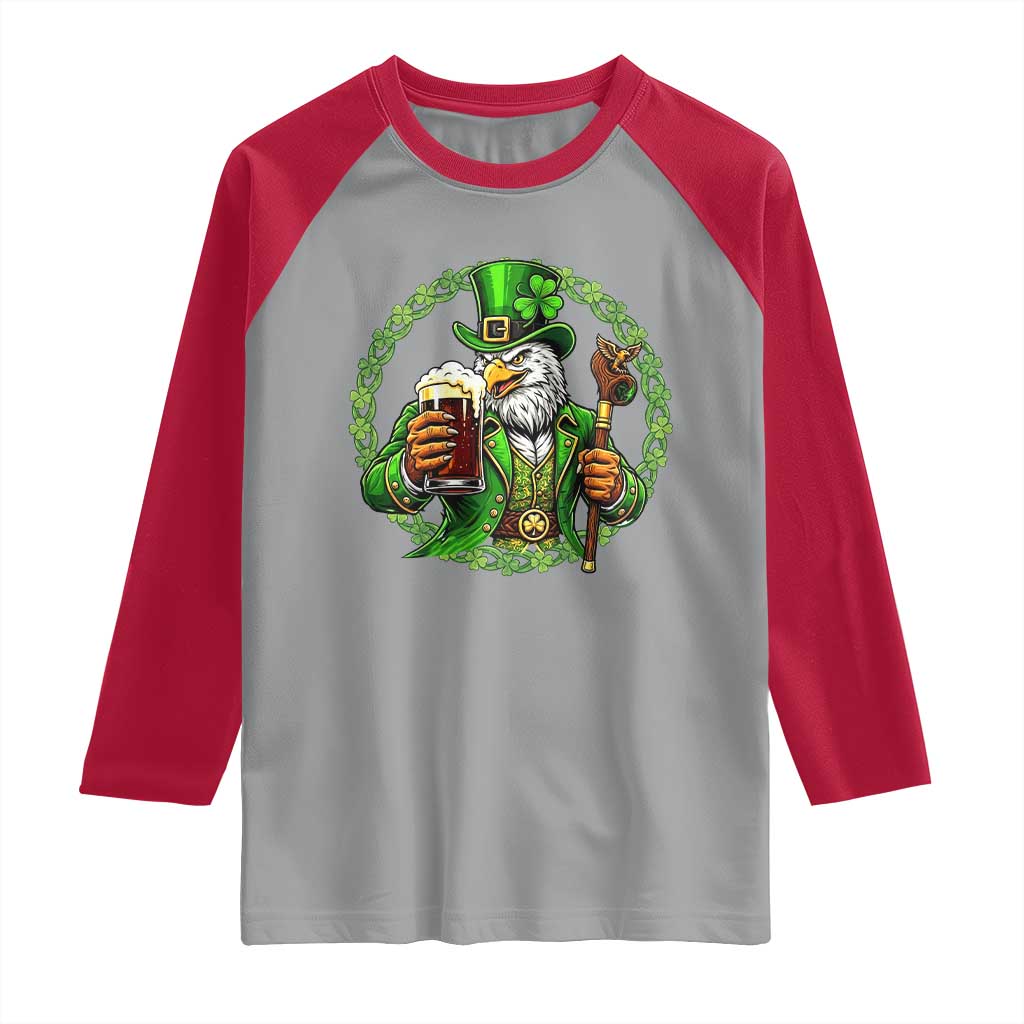 Irish Patriotic Eagle Leprechaun Raglan Shirt St Patricks Day Gift
