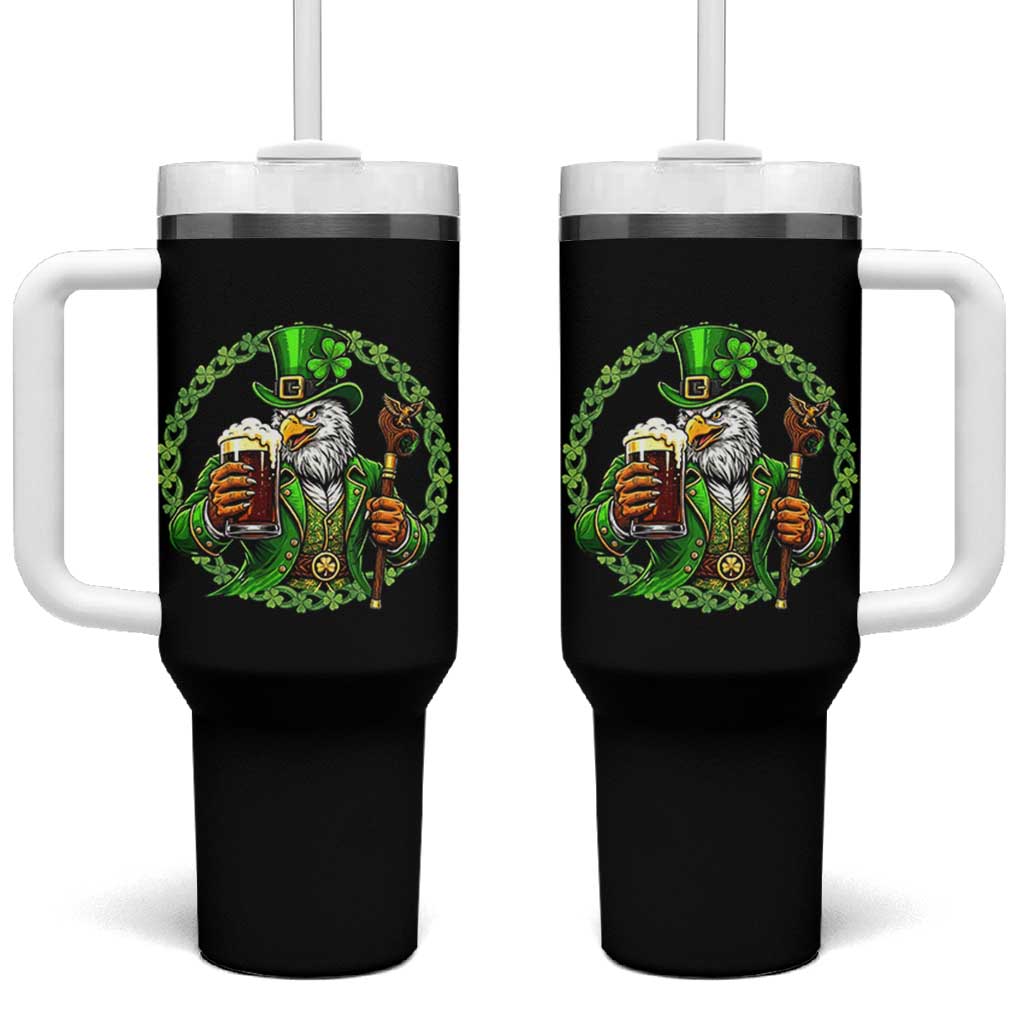 Irish Patriotic Eagle Leprechaun Tumbler With Handle St Patricks Day Gift