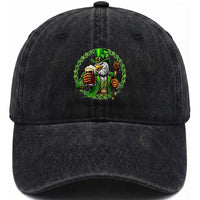 Irish Patriotic Eagle Leprechaun Washed Cotton Baseball Cap St Patricks Day Gift