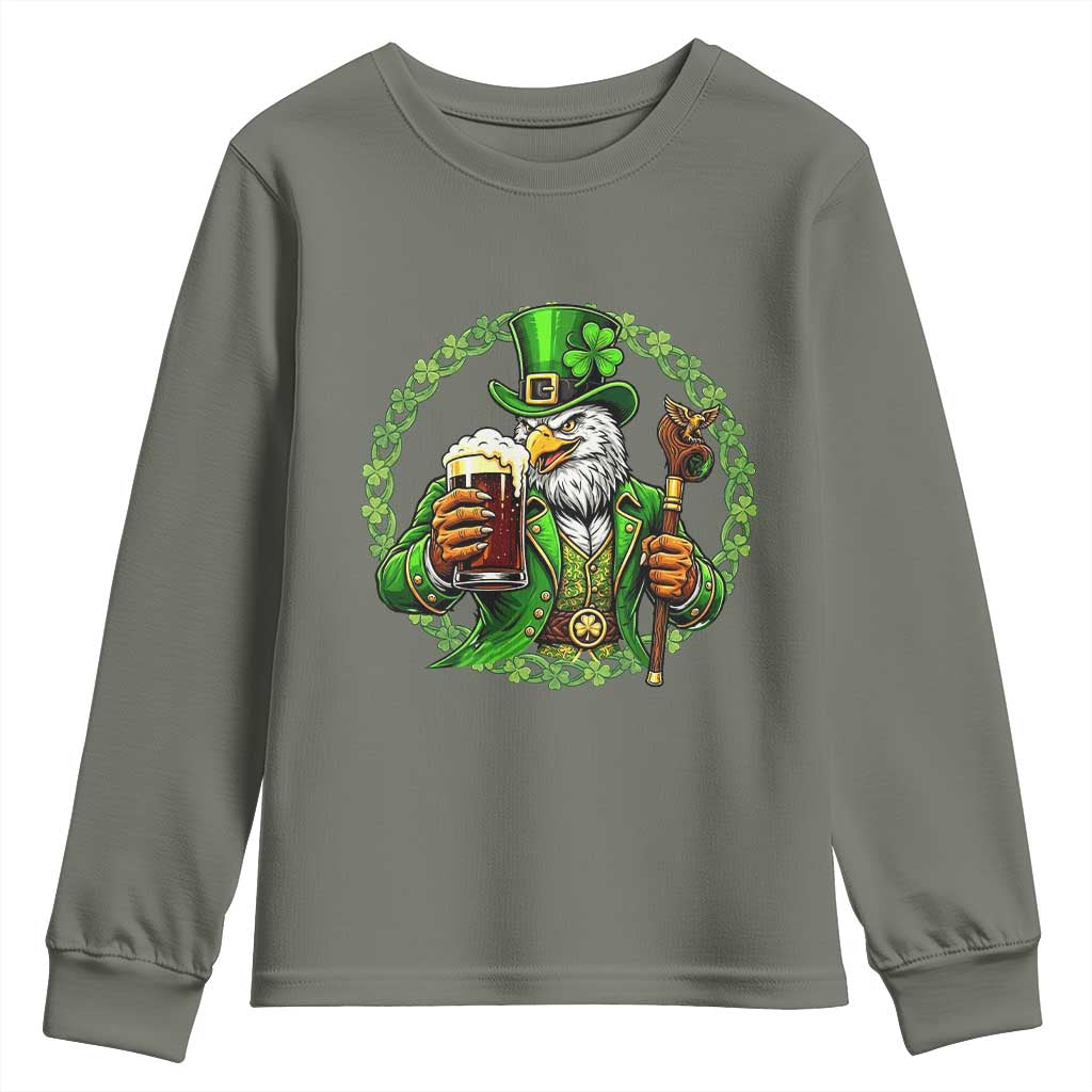 Irish Patriotic Eagle Leprechaun Youth Sweatshirt St Patricks Day Gift
