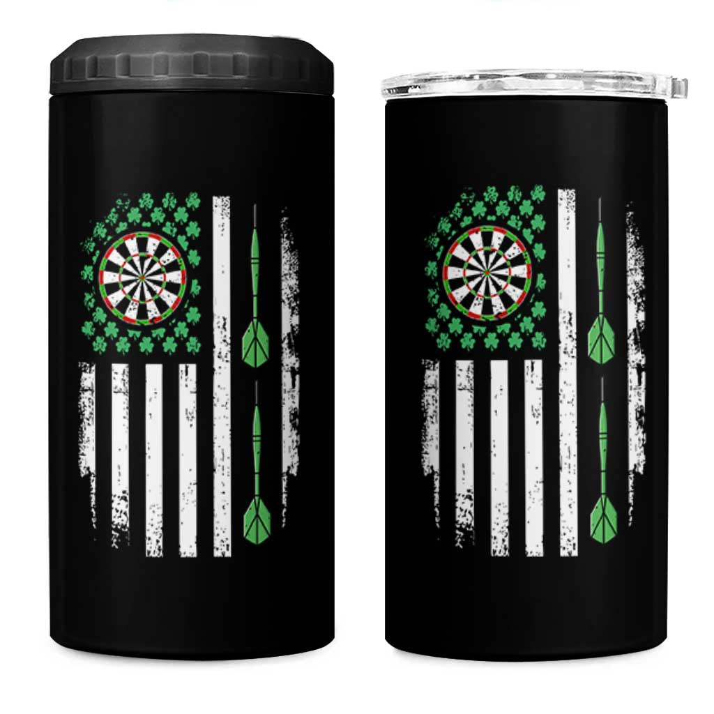 Irish American Darts Shamrock Flag Gift 4 in 1 Can Cooler Tumbler