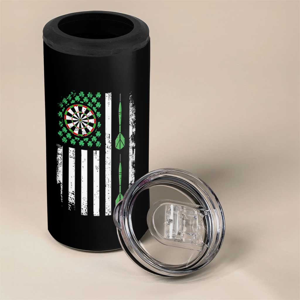 Irish American Darts Shamrock Flag Gift 4 in 1 Can Cooler Tumbler