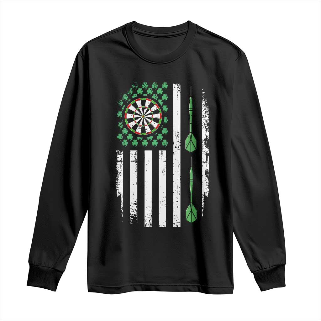 Irish American Darts Shamrock Flag Gift Long Sleeve Shirt