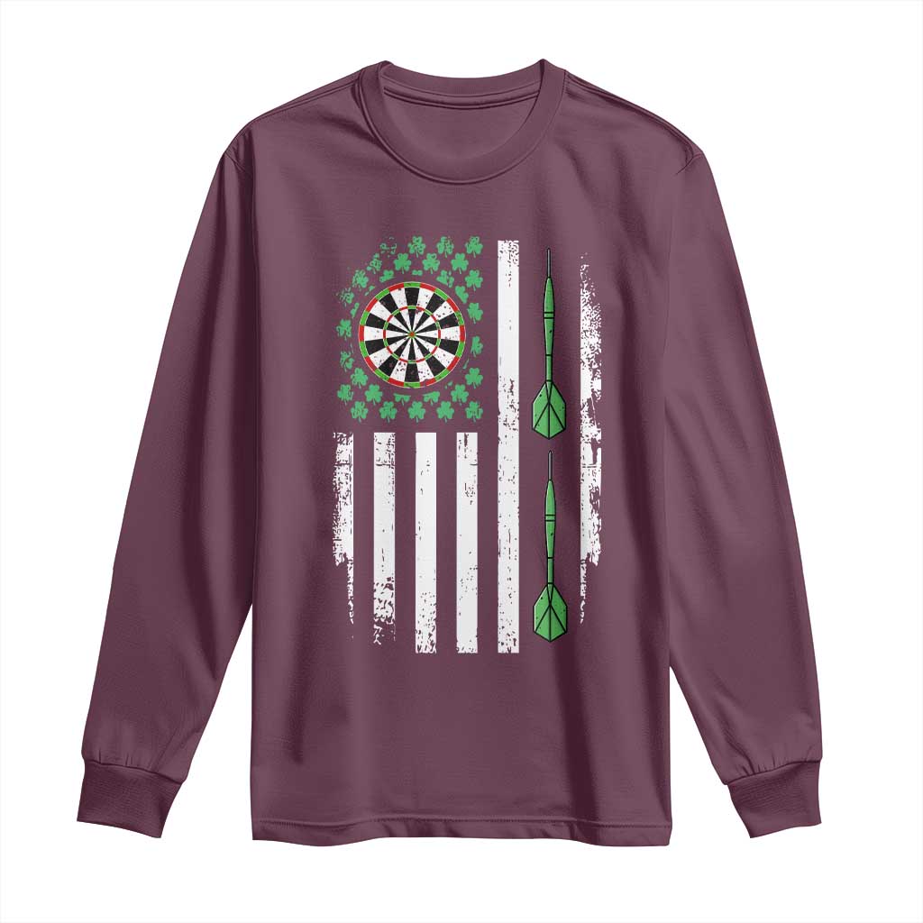 Irish American Darts Shamrock Flag Gift Long Sleeve Shirt