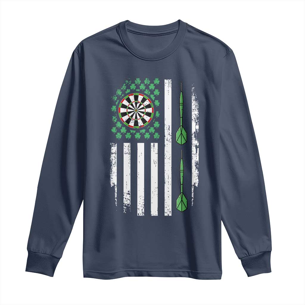 Irish American Darts Shamrock Flag Gift Long Sleeve Shirt