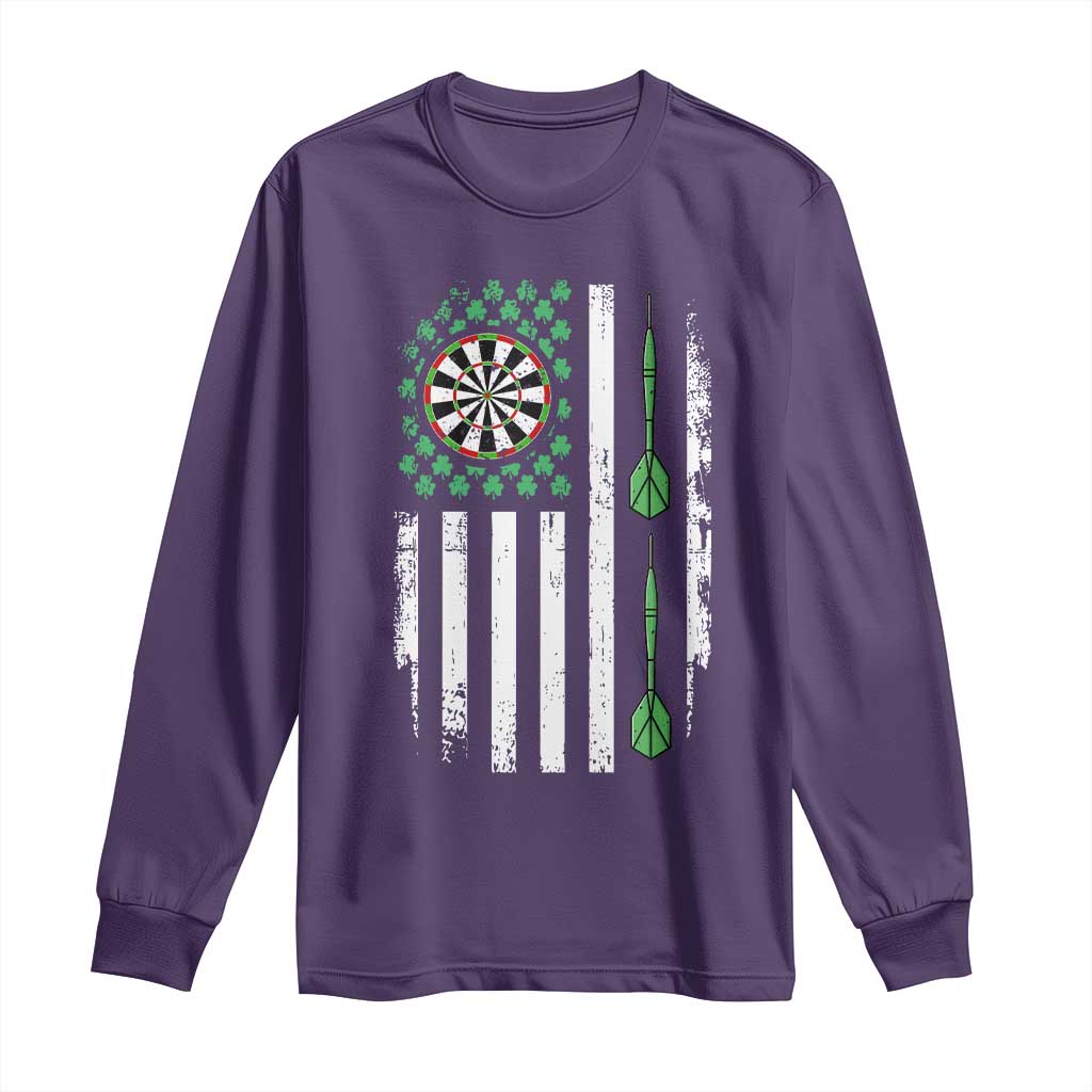 Irish American Darts Shamrock Flag Gift Long Sleeve Shirt
