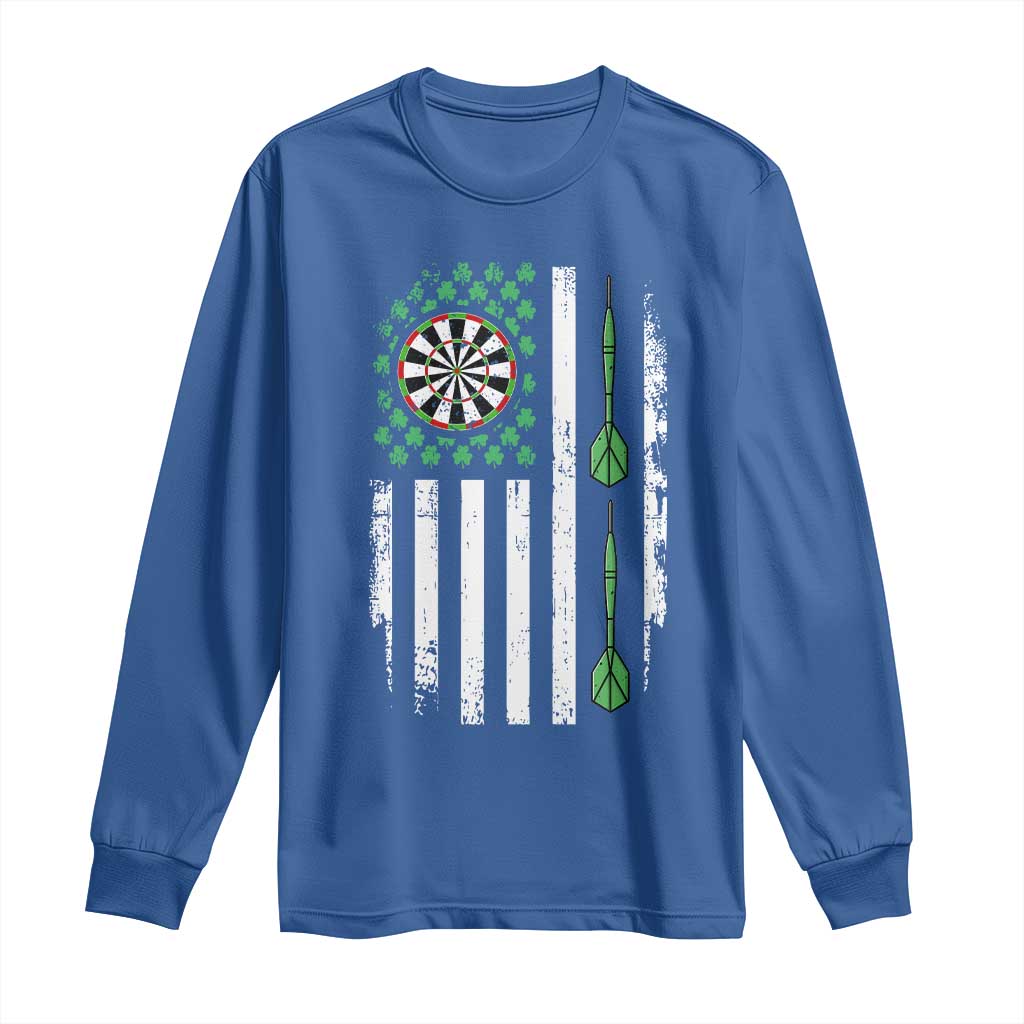 Irish American Darts Shamrock Flag Gift Long Sleeve Shirt