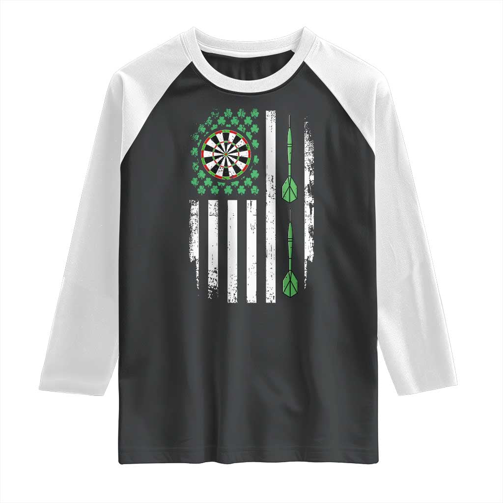 Irish American Darts Shamrock Flag Gift Raglan Shirt