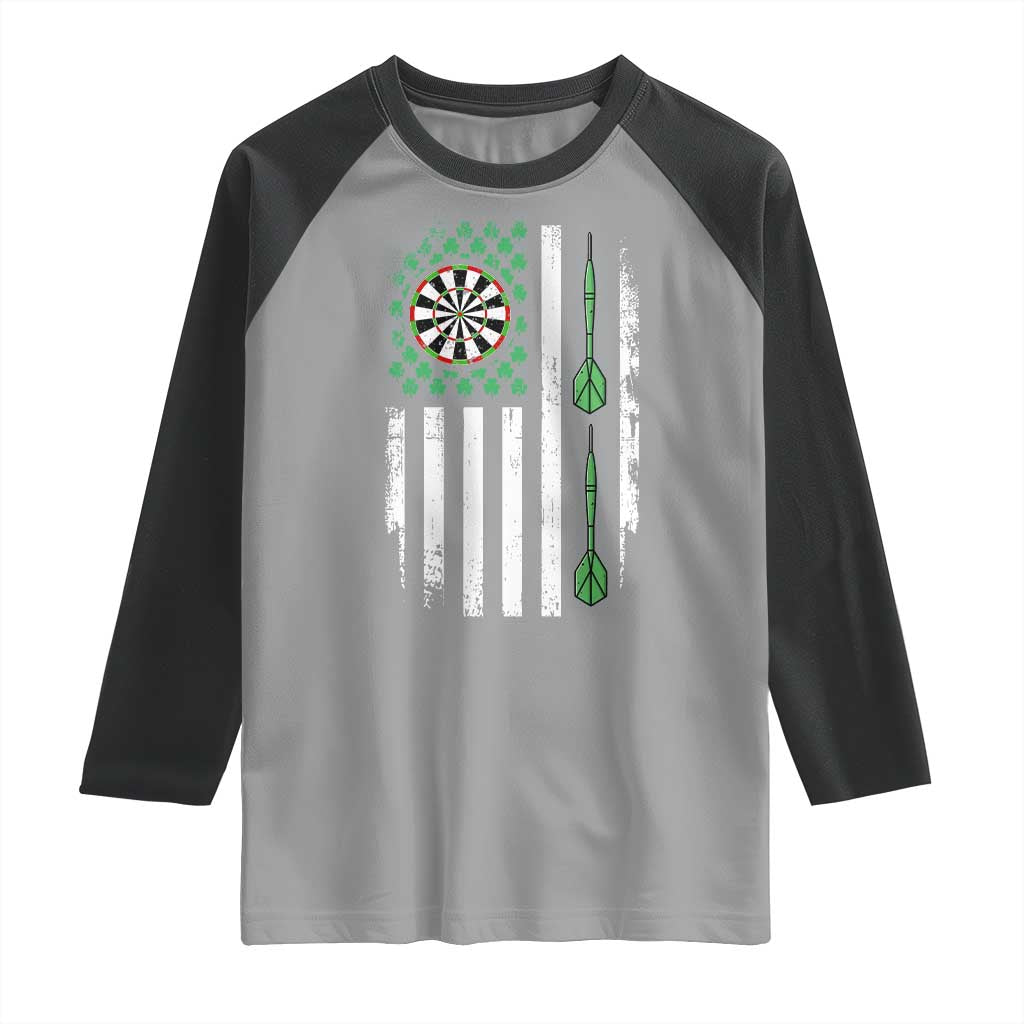 Irish American Darts Shamrock Flag Gift Raglan Shirt