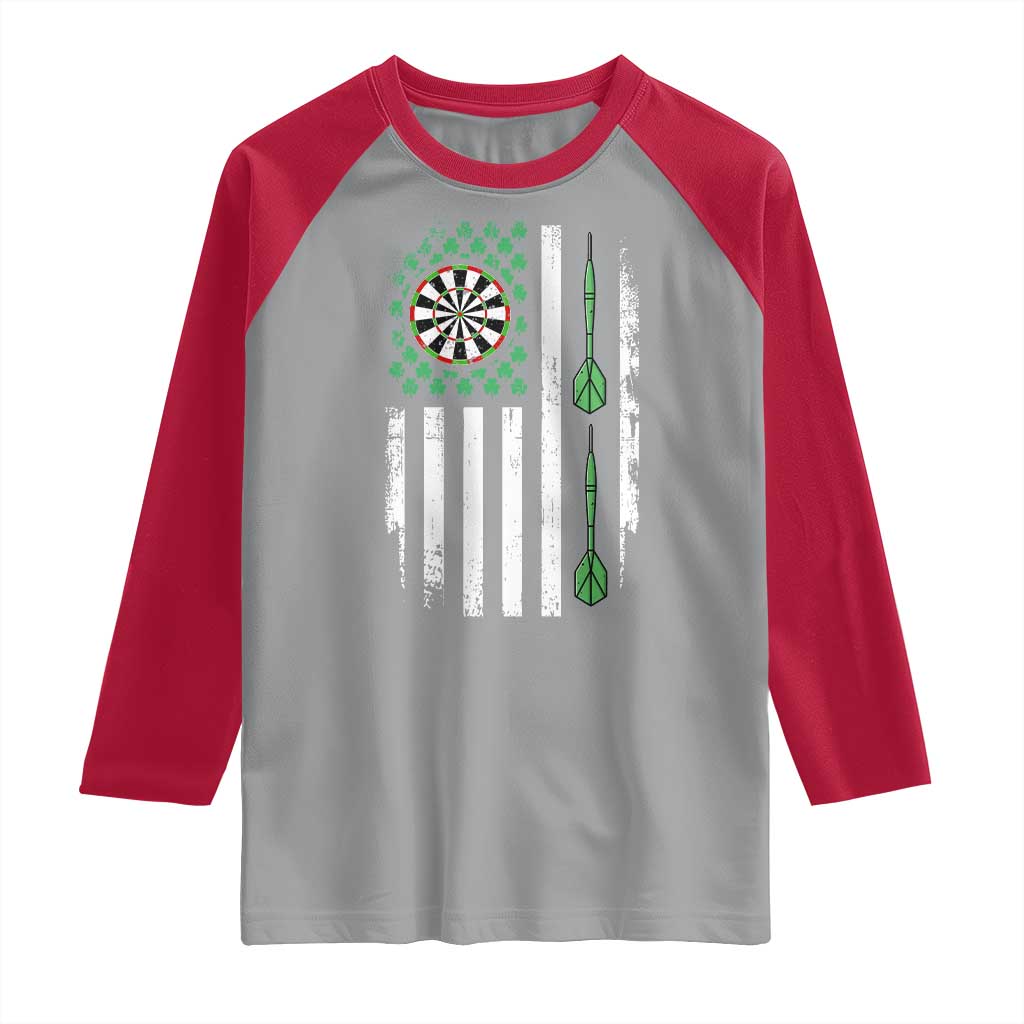 Irish American Darts Shamrock Flag Gift Raglan Shirt