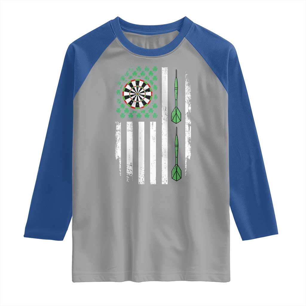 Irish American Darts Shamrock Flag Gift Raglan Shirt
