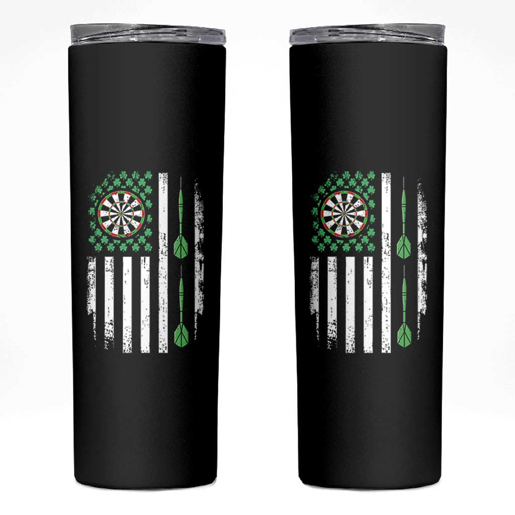 Irish American Darts Shamrock Flag Gift Skinny Tumbler