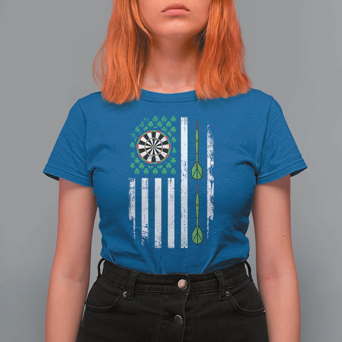 Irish American Darts Shamrock Flag Gift T Shirt For Women