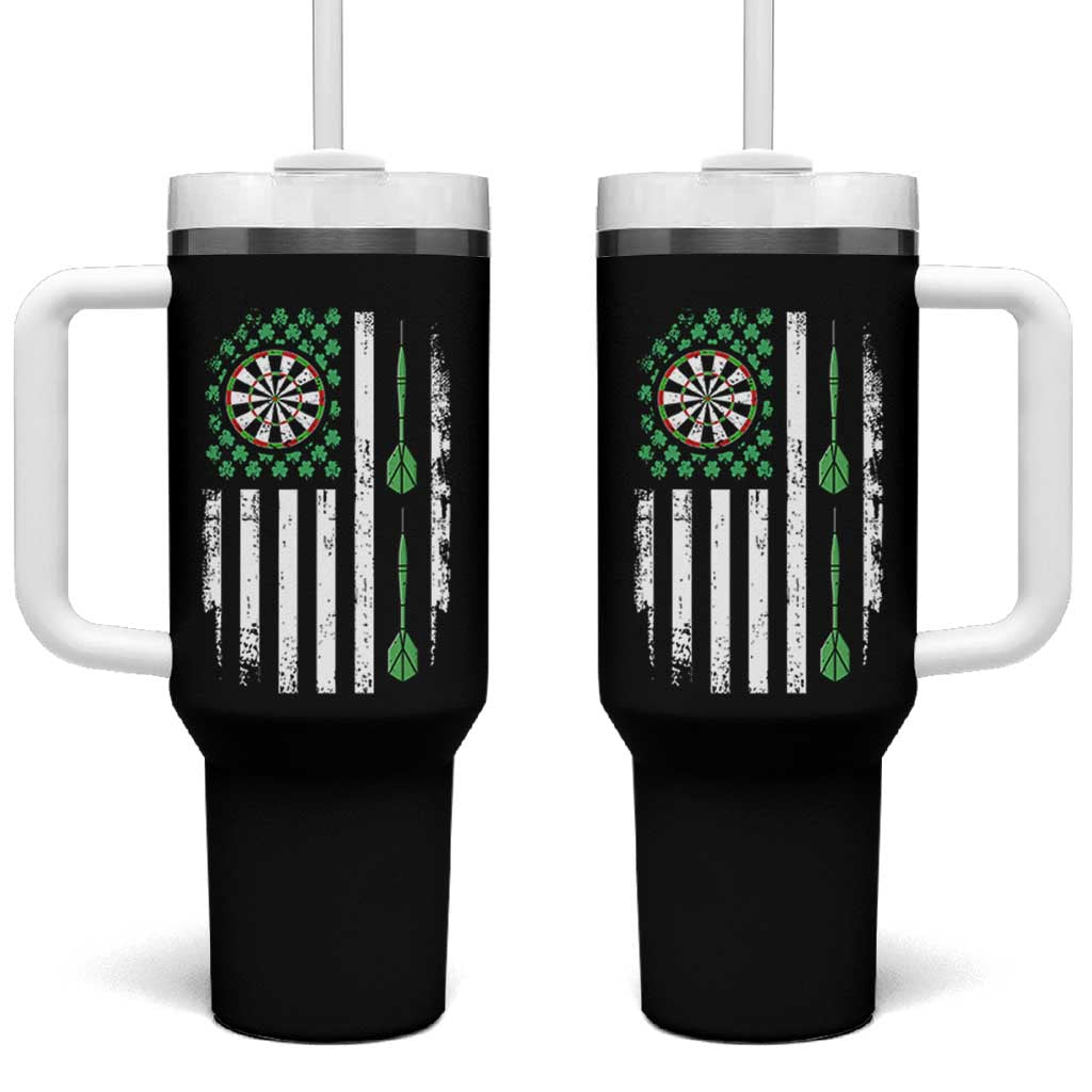 Irish American Darts Shamrock Flag Gift Tumbler With Handle