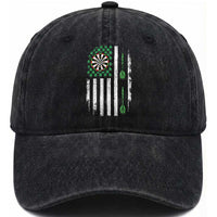 Irish American Darts Shamrock Flag Gift Washed Cotton Baseball Cap