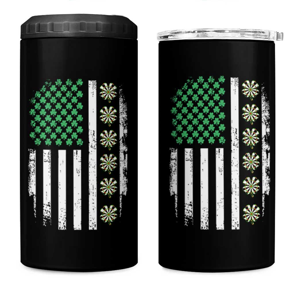 Vintage Shamrock Lucky Darts 4 in 1 Can Cooler Tumbler St Patricks Day Gift