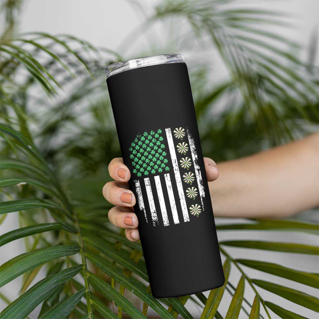 Vintage Shamrock Lucky Darts Skinny Tumbler St Patricks Day Gift