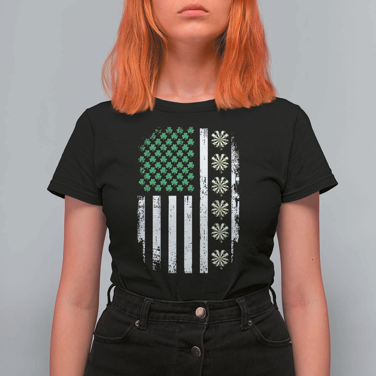 Vintage Shamrock Lucky Darts T Shirt For Women St Patricks Day Gift
