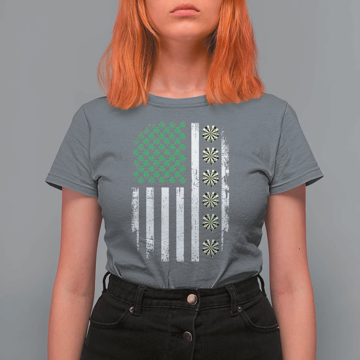 Vintage Shamrock Lucky Darts T Shirt For Women St Patricks Day Gift