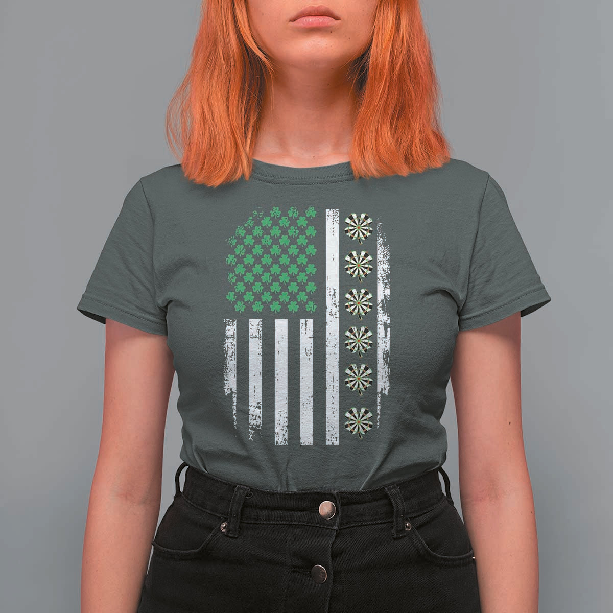 Vintage Shamrock Lucky Darts T Shirt For Women St Patricks Day Gift