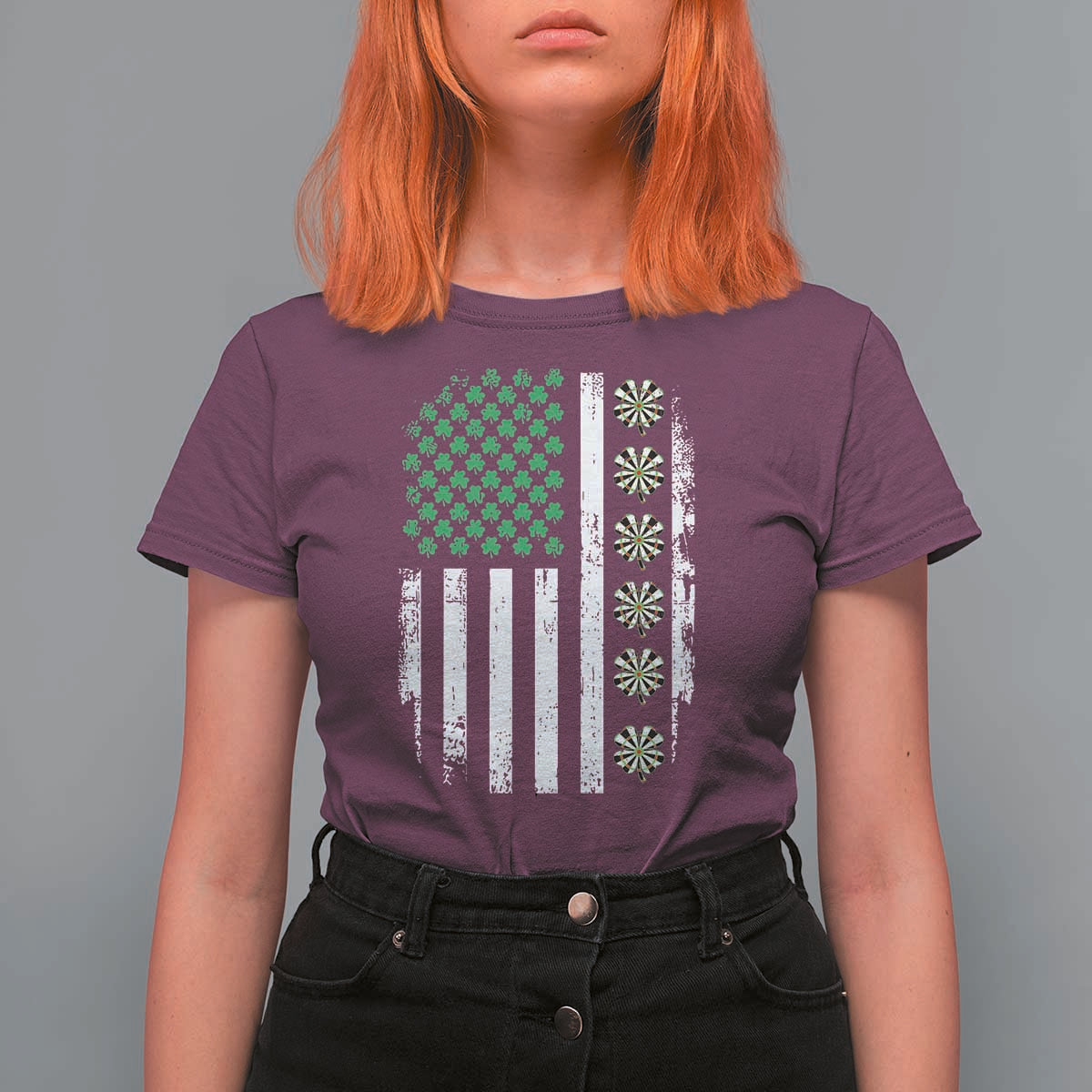 Vintage Shamrock Lucky Darts T Shirt For Women St Patricks Day Gift