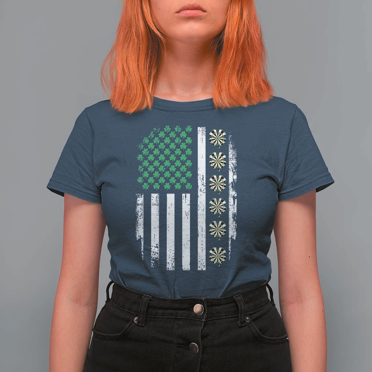 Vintage Shamrock Lucky Darts T Shirt For Women St Patricks Day Gift