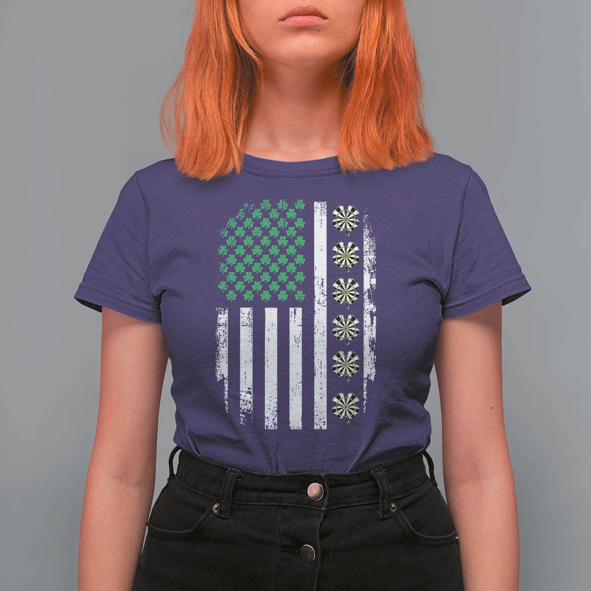 Vintage Shamrock Lucky Darts T Shirt For Women St Patricks Day Gift