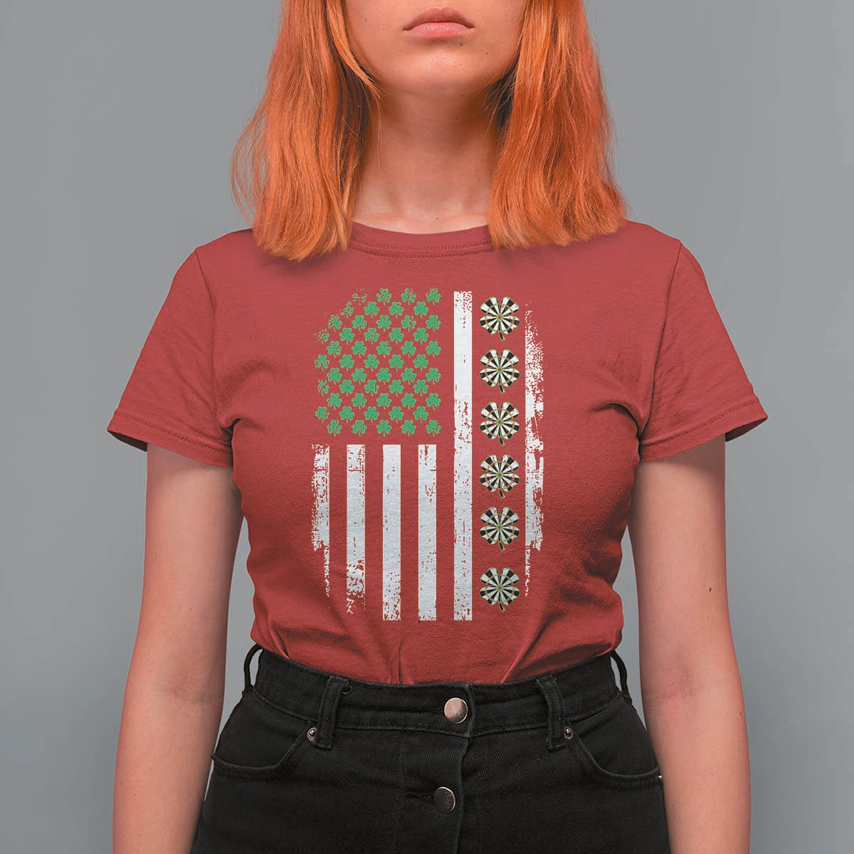 Vintage Shamrock Lucky Darts T Shirt For Women St Patricks Day Gift