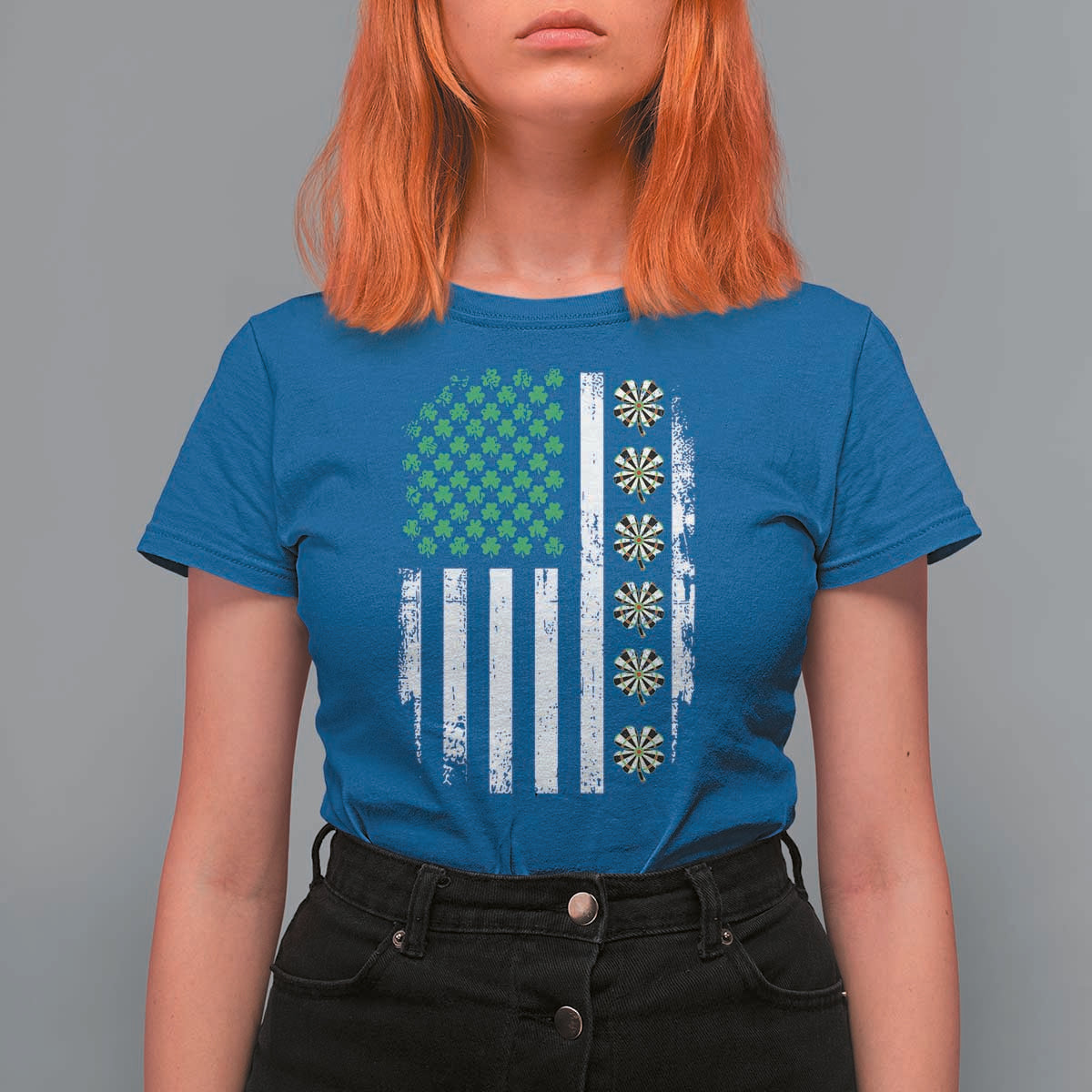 Vintage Shamrock Lucky Darts T Shirt For Women St Patricks Day Gift