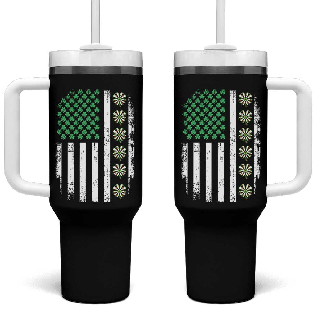 Vintage Shamrock Lucky Darts Tumbler With Handle St Patricks Day Gift