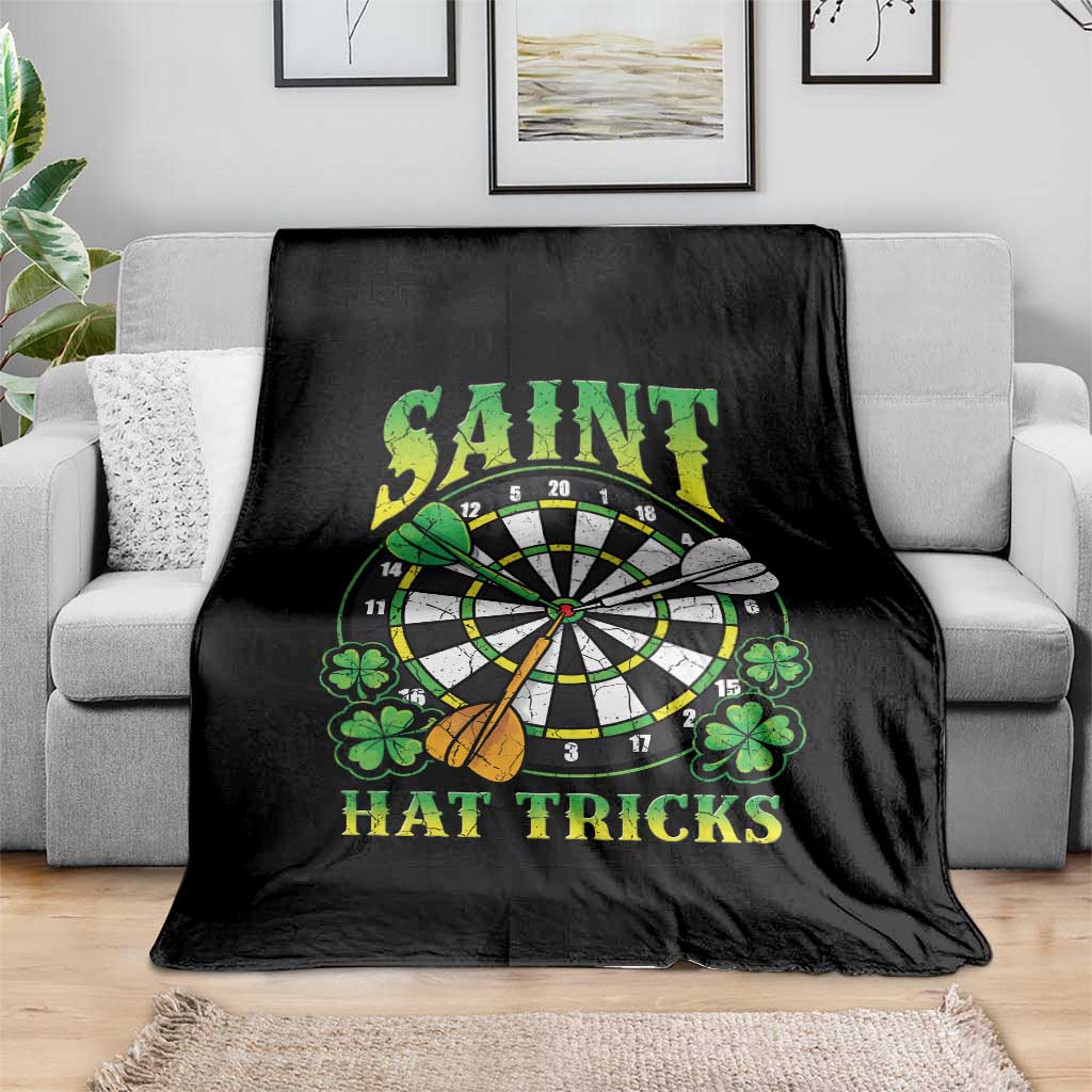 Funny Darts St Patricks Day Gift Throw Blanket Saint Hat Tricks