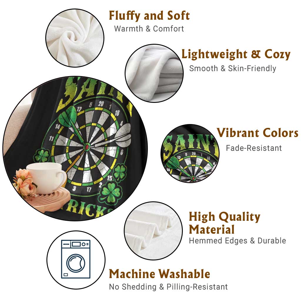 Funny Darts St Patricks Day Gift Throw Blanket Saint Hat Tricks